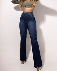 Skinny Flared Jeans With Elastic Waistband